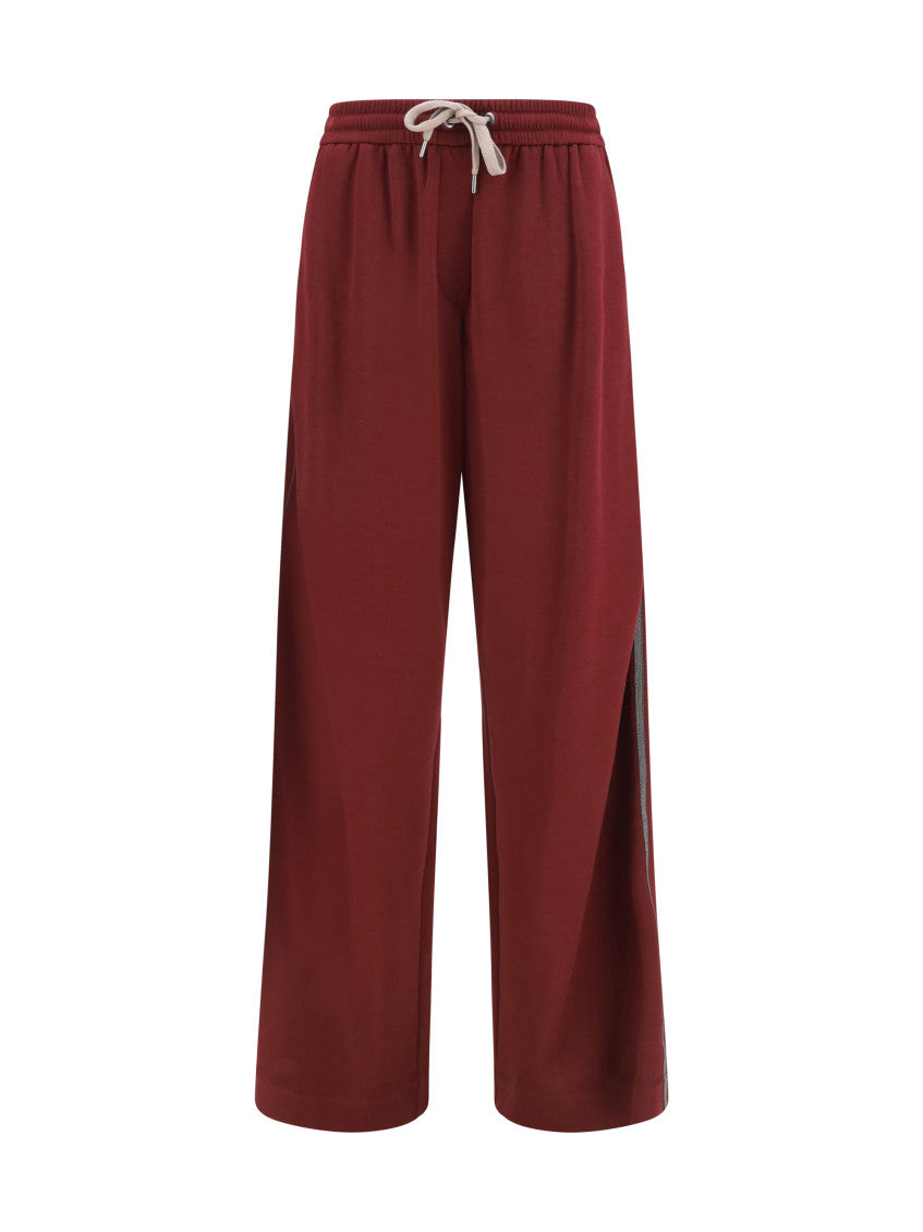 Maroon Relaxed Drawstring Pants 1