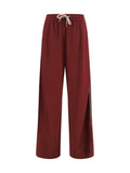 Maroon Relaxed Drawstring Pants 1