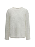 White Knitted Crew Neck Sweater 1