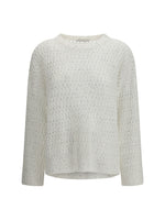 White Knitted Crew Neck Sweater 1
