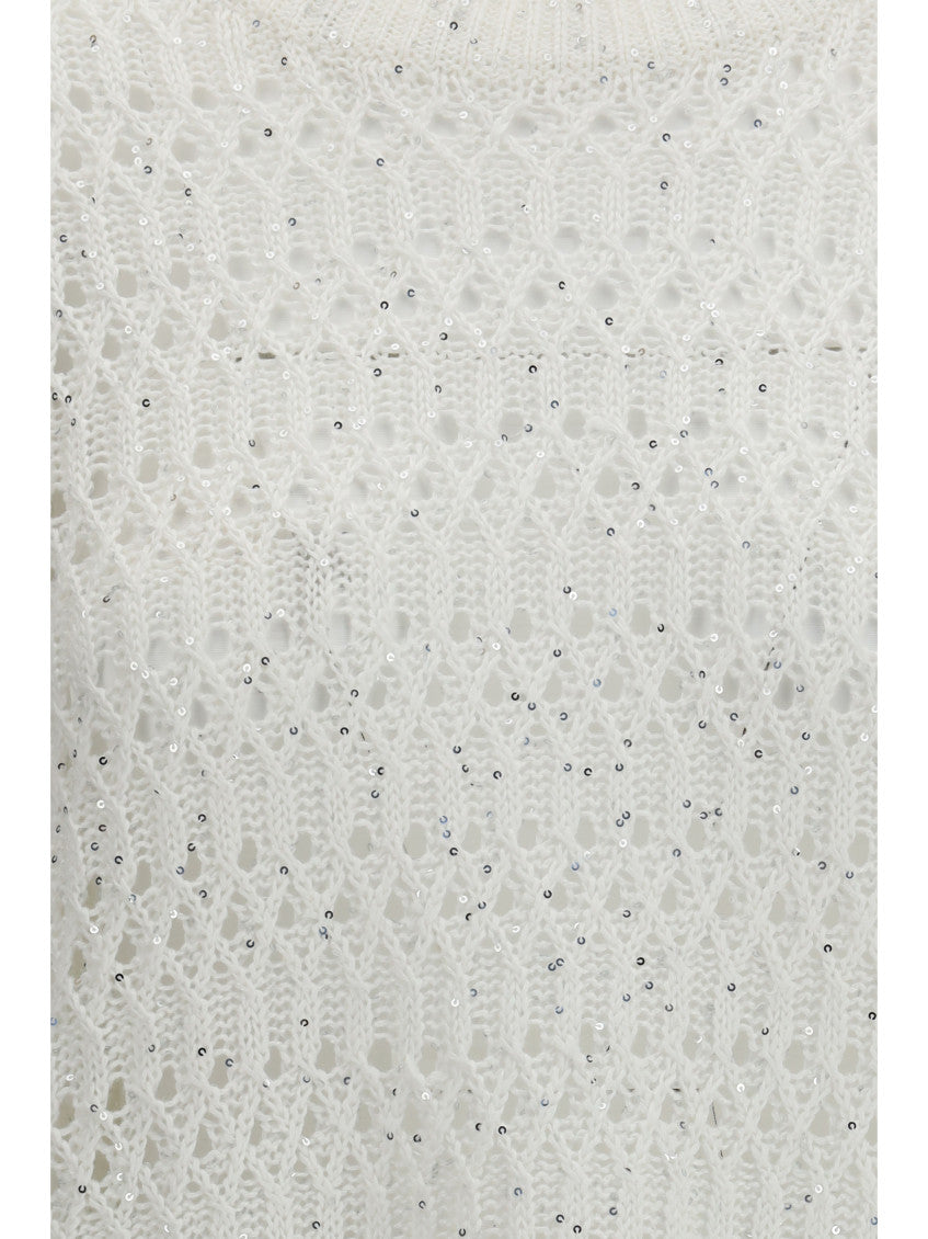 White Knitted Crew Neck Sweater 3