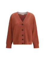 Orange Knitted V Neck Sweater 1