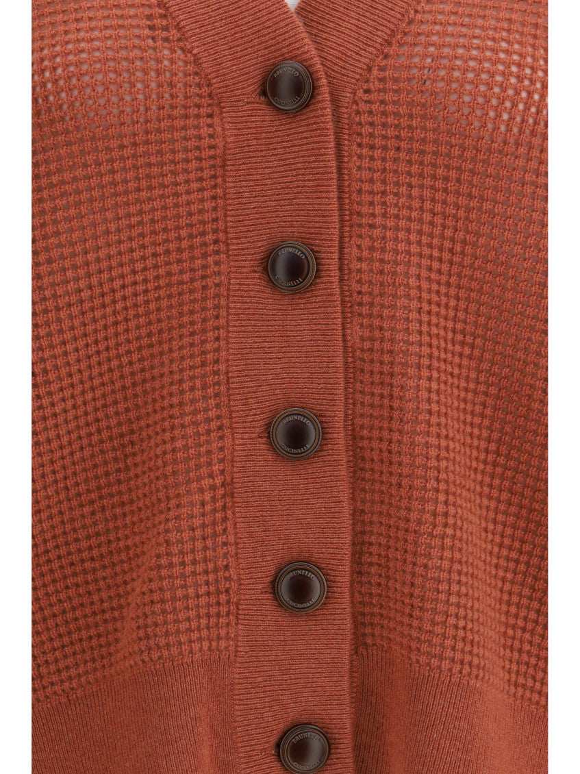 Orange Knitted V Neck Sweater 3