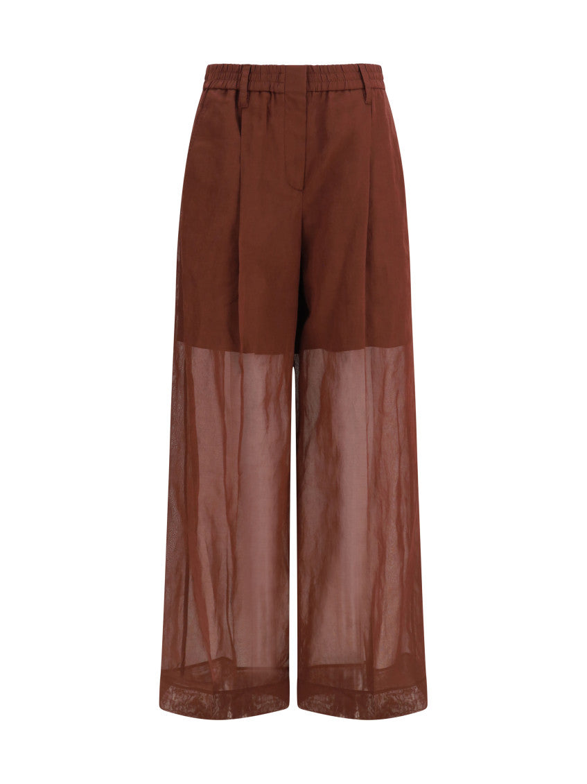 Brown Relaxed Pleated Pants 1