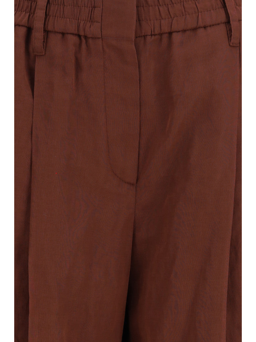 Brown Relaxed Pleated Pants 3