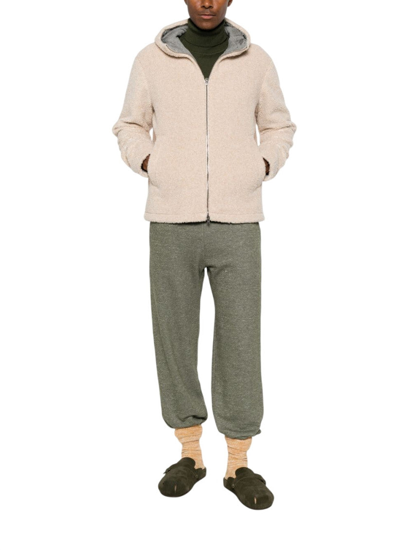 Beige Textured Hood Jacket 1
