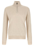 Beige Mock Collar Sweater 1