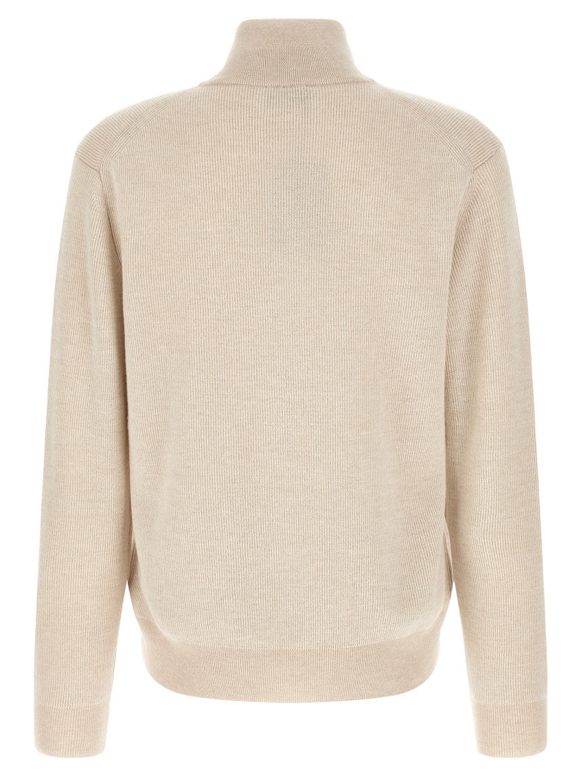 Beige Mock Collar Sweater 2