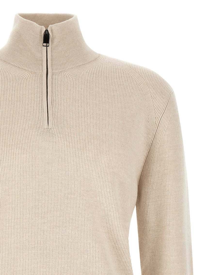 Beige Mock Collar Sweater 3