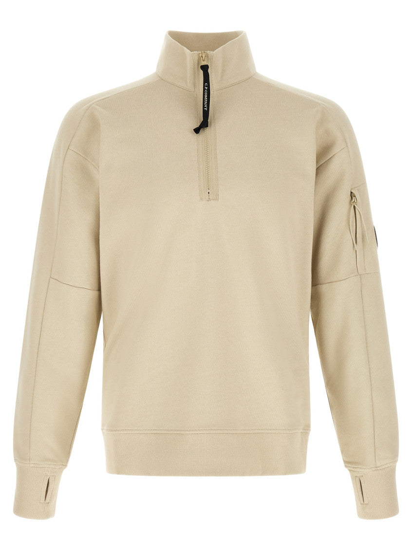 Beige Mock Collar Sweatshirt 1