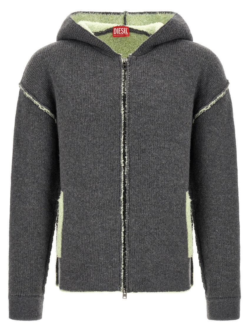 Grey Knitted Relaxed Hoodie 1