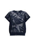 Blue Textured Crew Neck T-Shirt 1