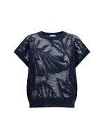 Blue Textured Crew Neck T-Shirt 1