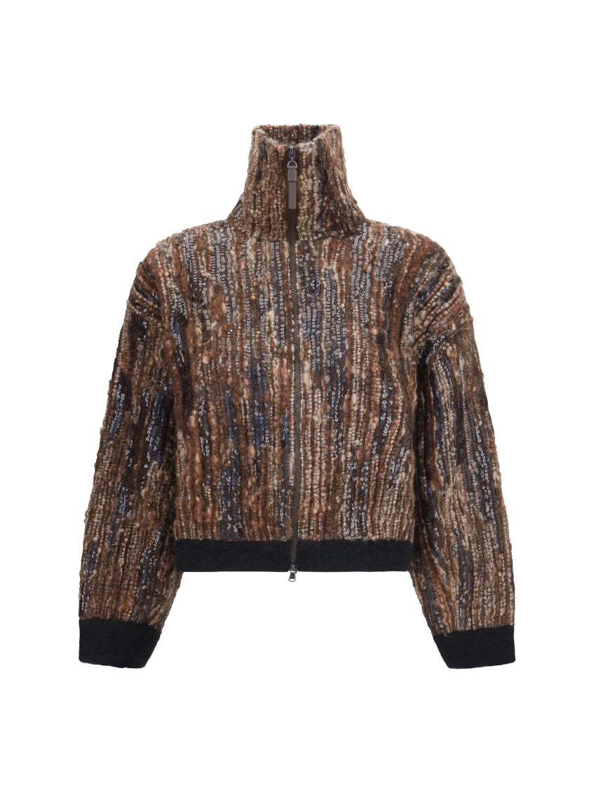 Brown Stripes Mock Collar Sweater 1