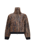 Brown Stripes Mock Collar Sweater 1