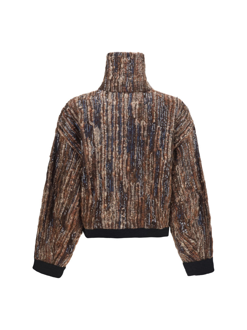Brown Stripes Mock Collar Sweater 2
