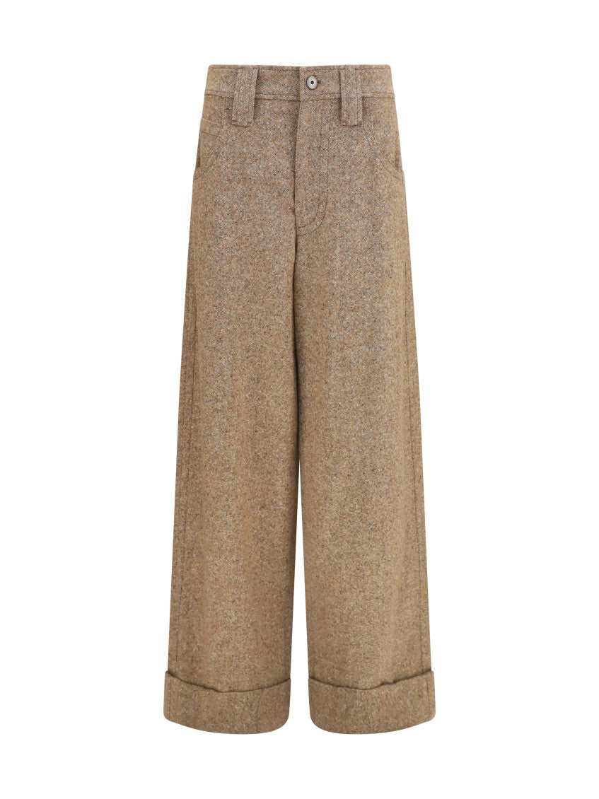 Beige Straight Flat Front Pants 1
