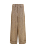 Beige Straight Flat Front Pants 1