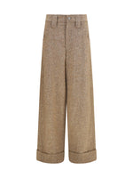 Beige Straight Flat Front Pants 1