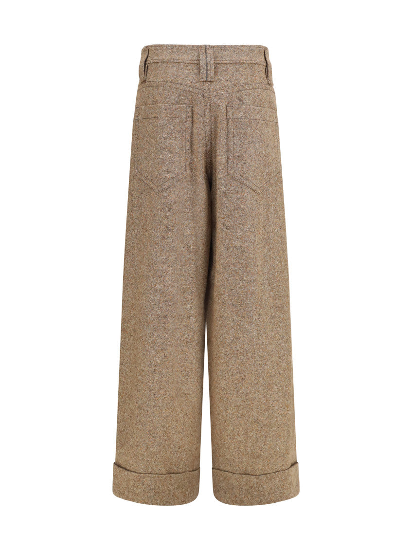 Beige Straight Flat Front Pants 2