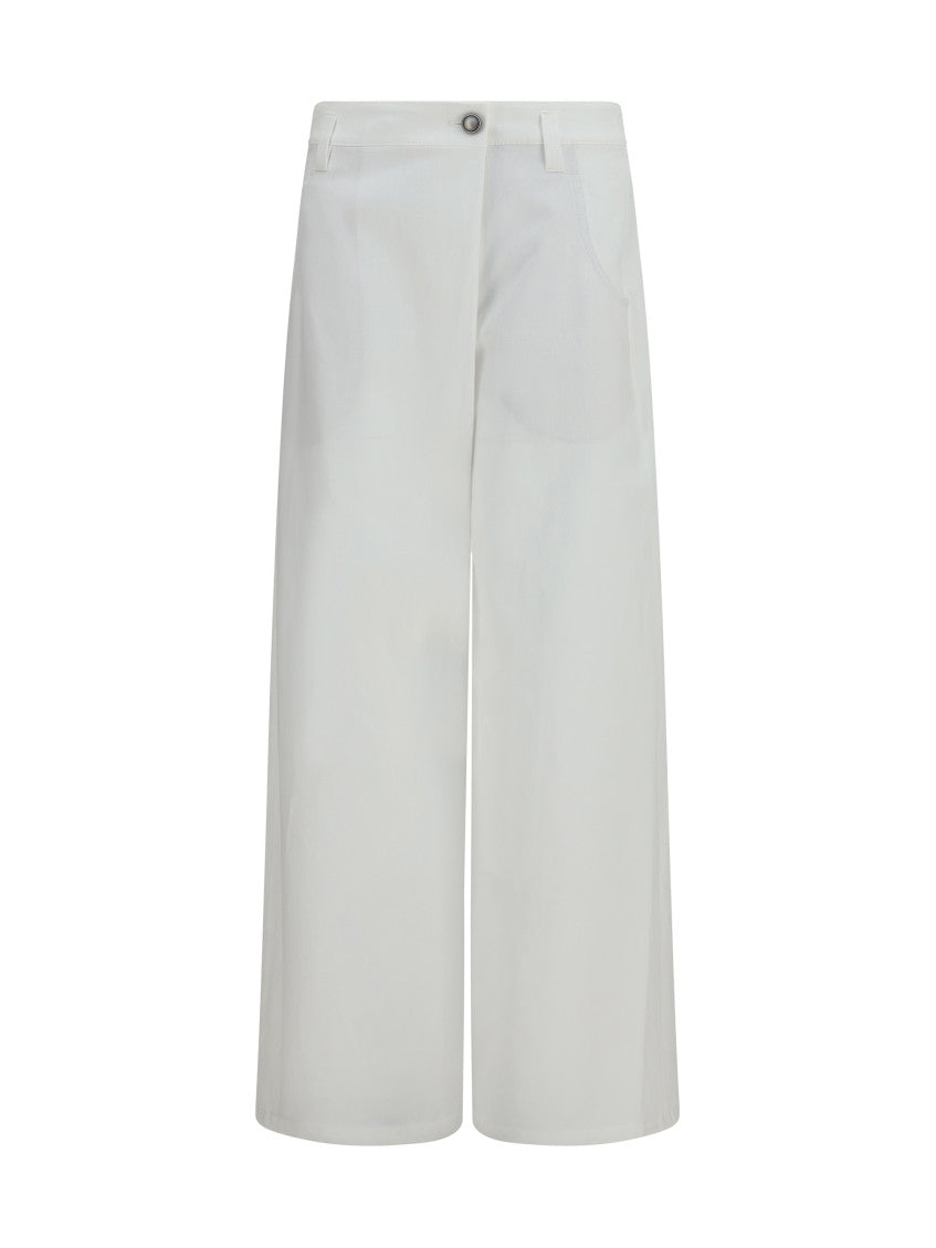 White Straight Flat Front Pants 1