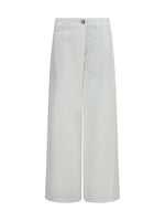 White Straight Flat Front Pants 1