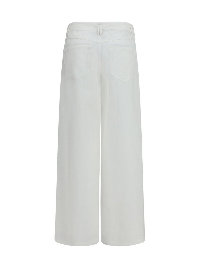White Straight Flat Front Pants 2