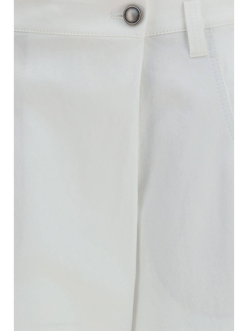 White Straight Flat Front Pants 3