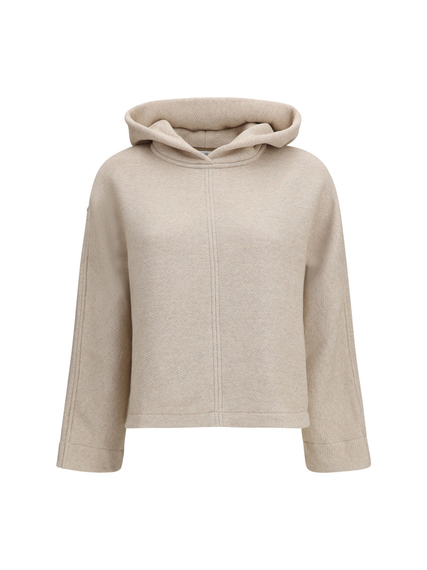 Beige Solid Hood Sweatshirt 1