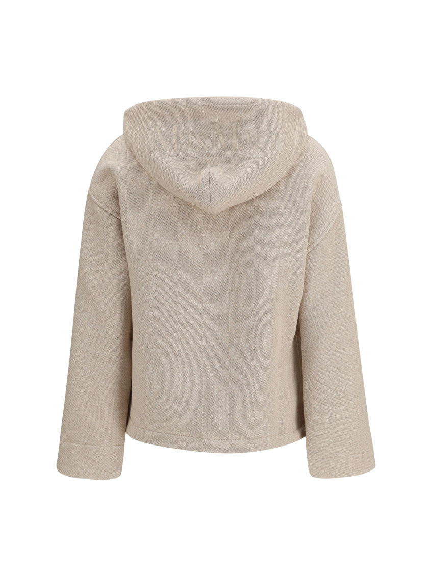 Beige Solid Hood Sweatshirt 2