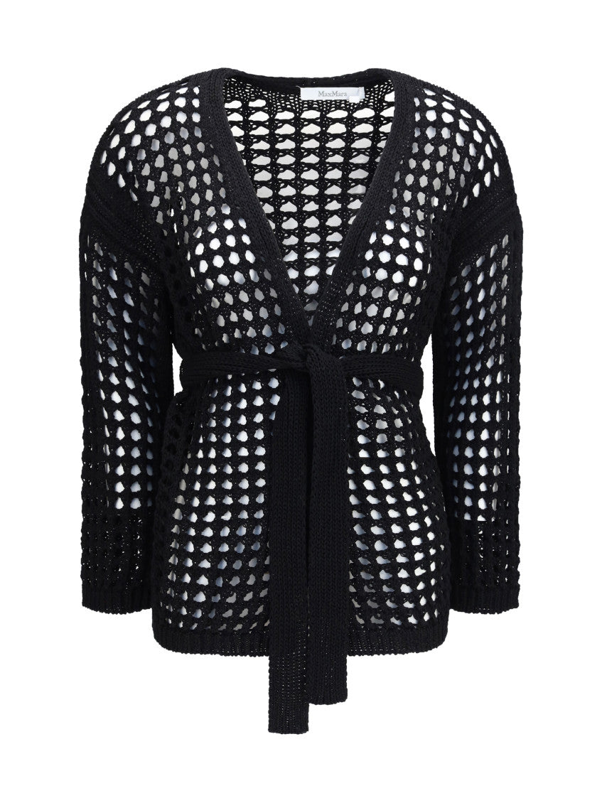 Black Crochet V Neck Cardigan 1