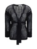 Black Crochet V Neck Cardigan 1