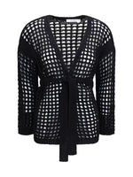 Black Crochet V Neck Cardigan 1
