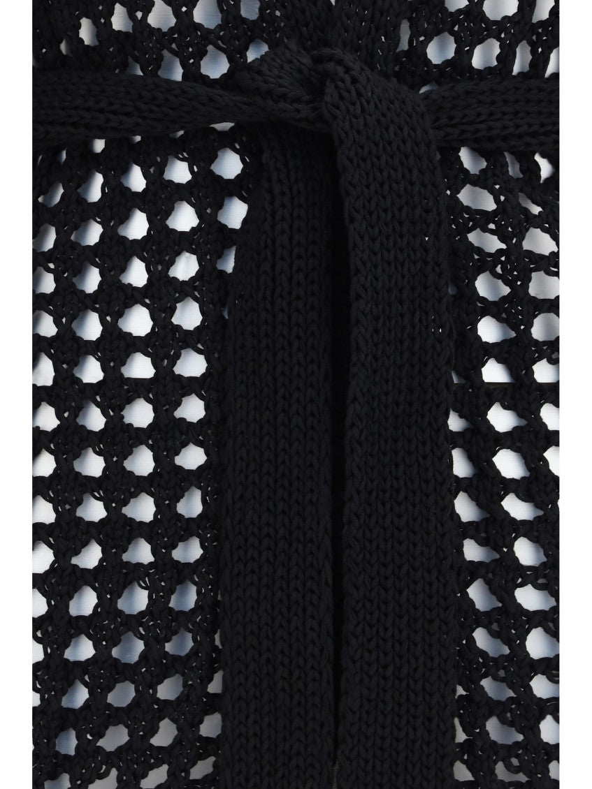 Black Crochet V Neck Cardigan 3