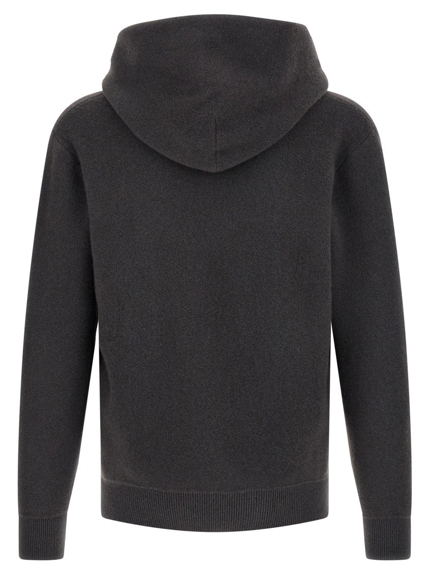Grey Knitted Hood Sweater 2