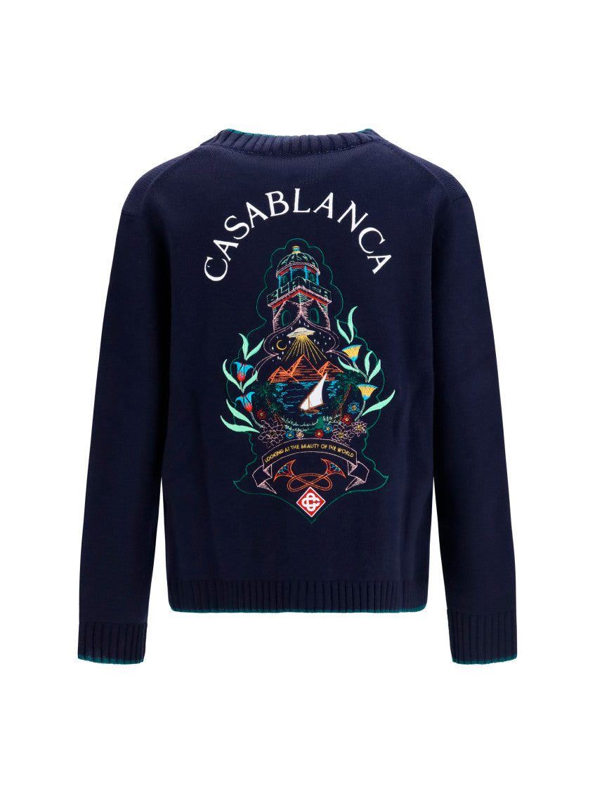 Navy Blue V Neck Cardigan 2