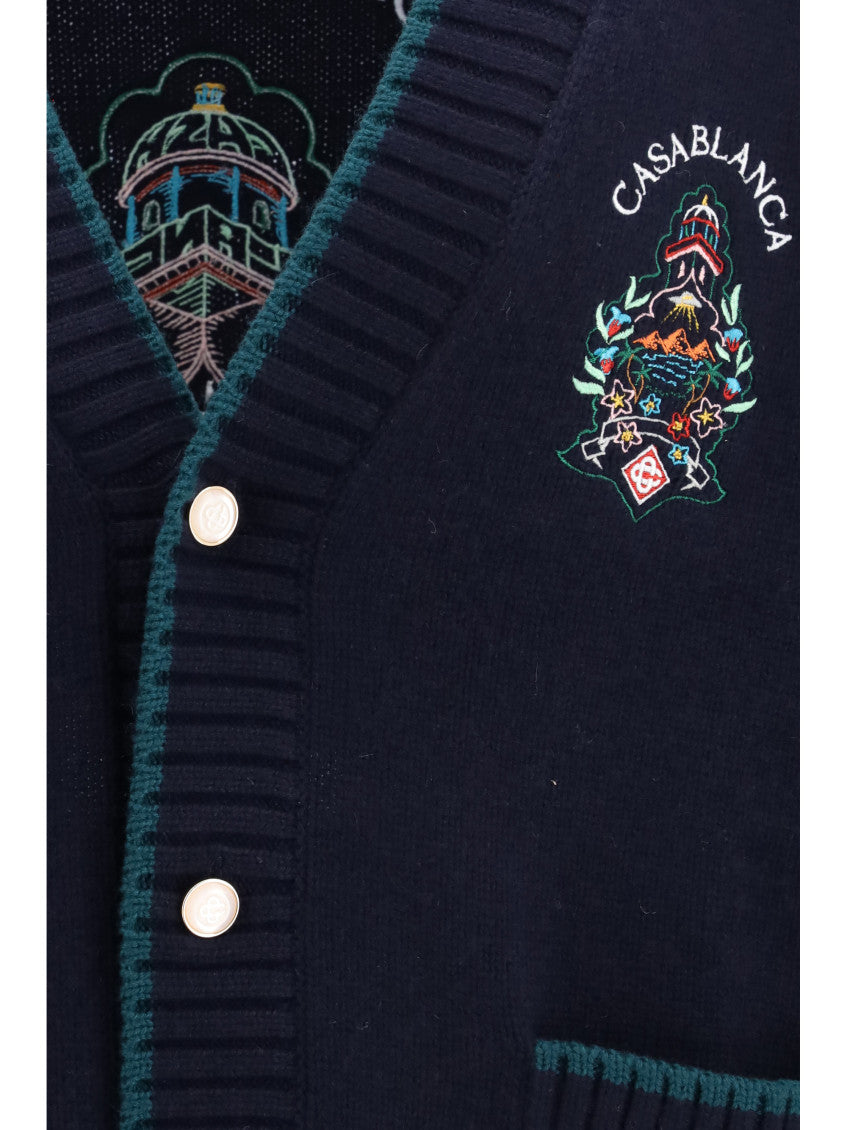 Navy Blue V Neck Cardigan 3