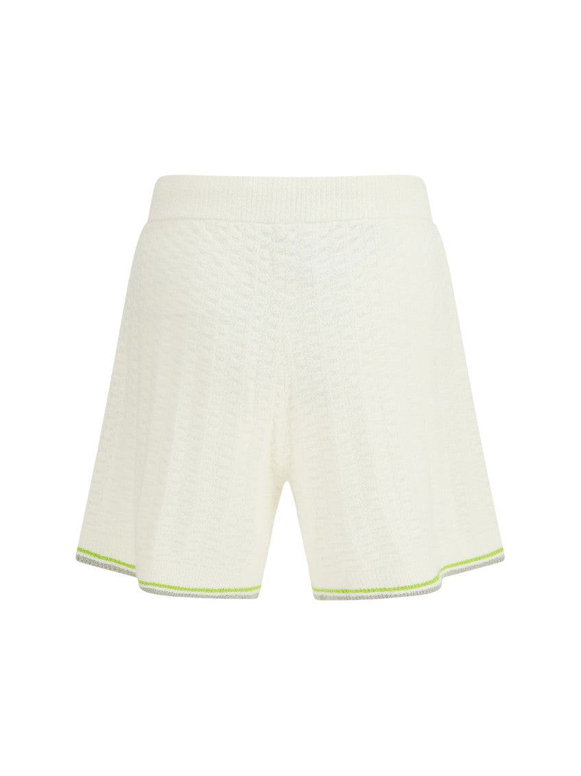 White Textured Shorts 2