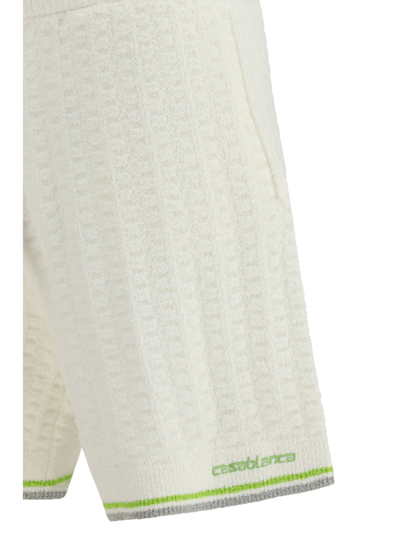 White Textured Shorts 3