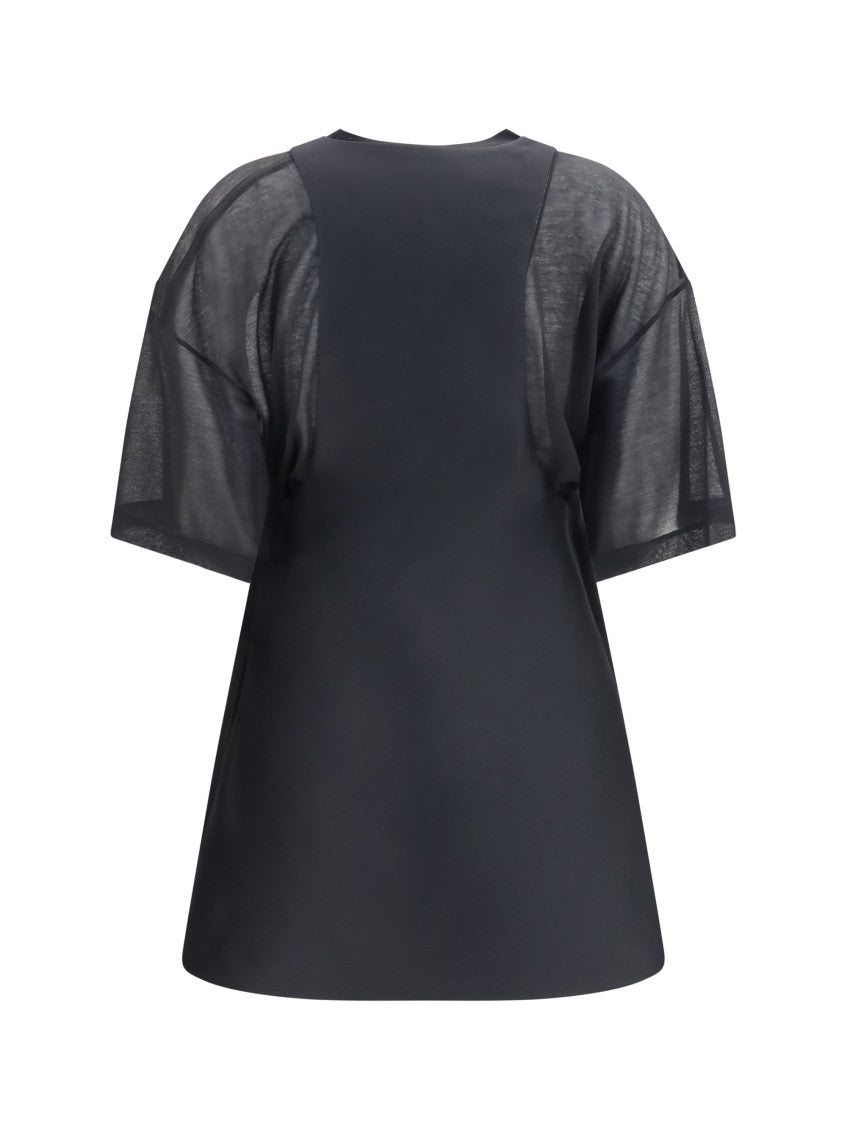 Black Solid V Neck Mini Dress 2