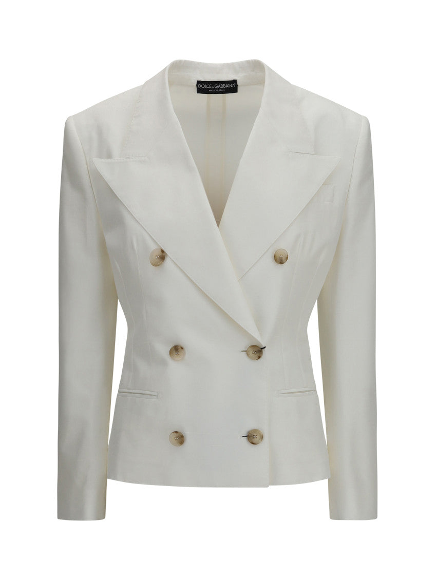 White Solid Notched Lapel Blazer 1