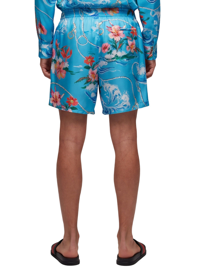Light Blue Floral Print Shorts 2