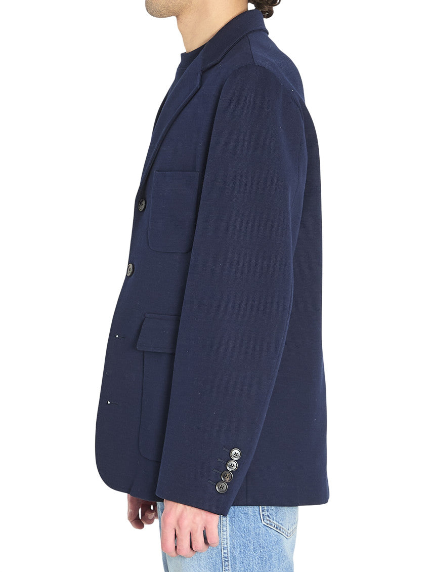 Navy Blue Notched Lapel Blazer 2