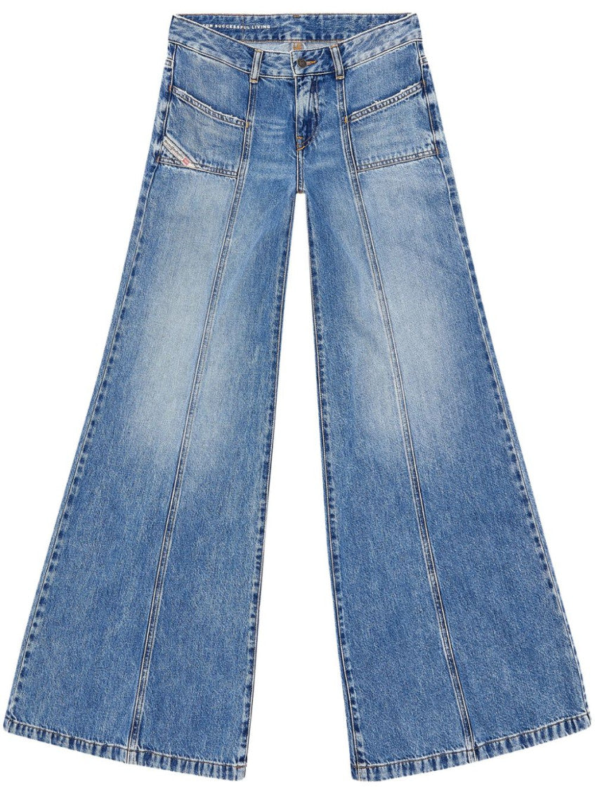 Blue Flared Mid Rise Jeans 1