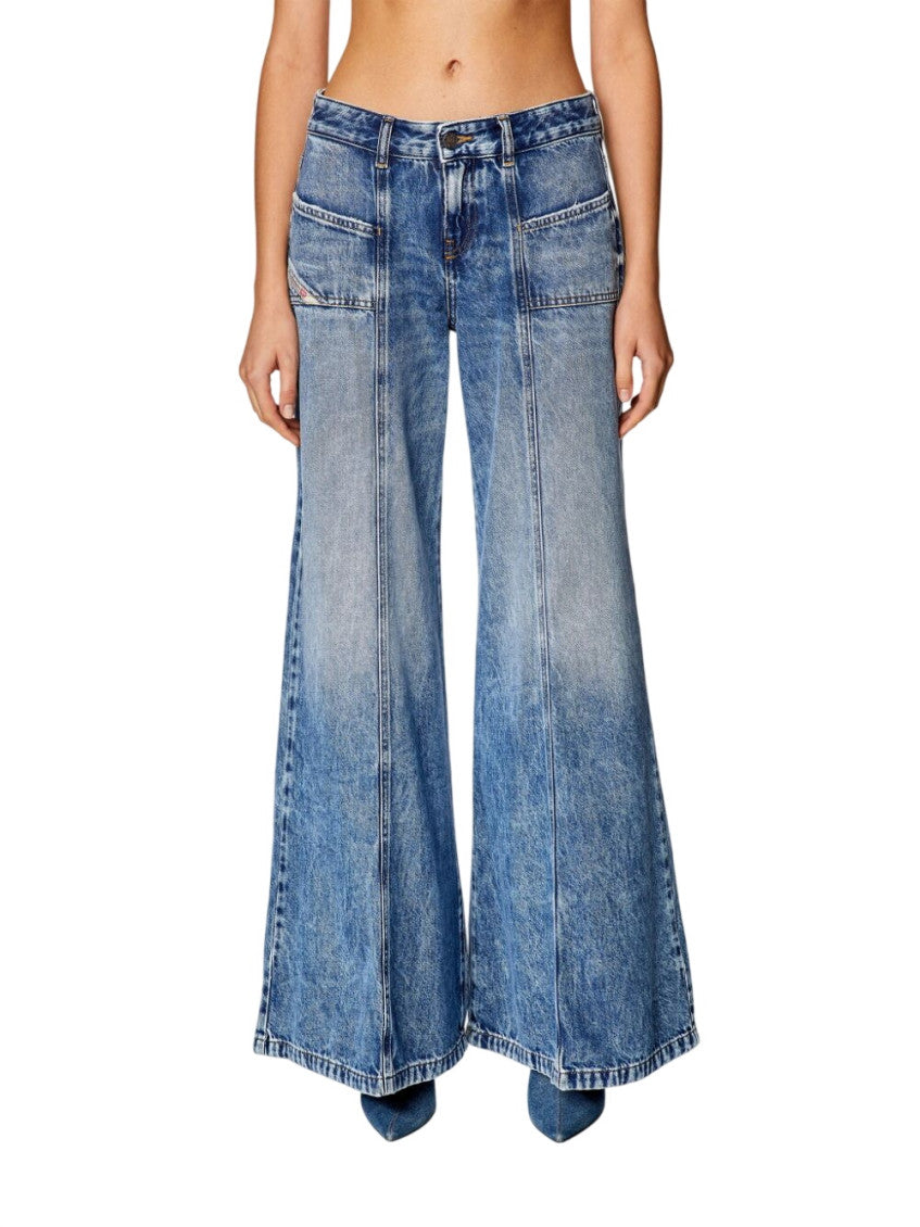 Blue Flared Mid Rise Jeans 2