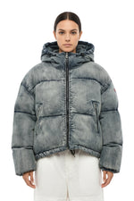 Blue Quilted Hood Jacket 1