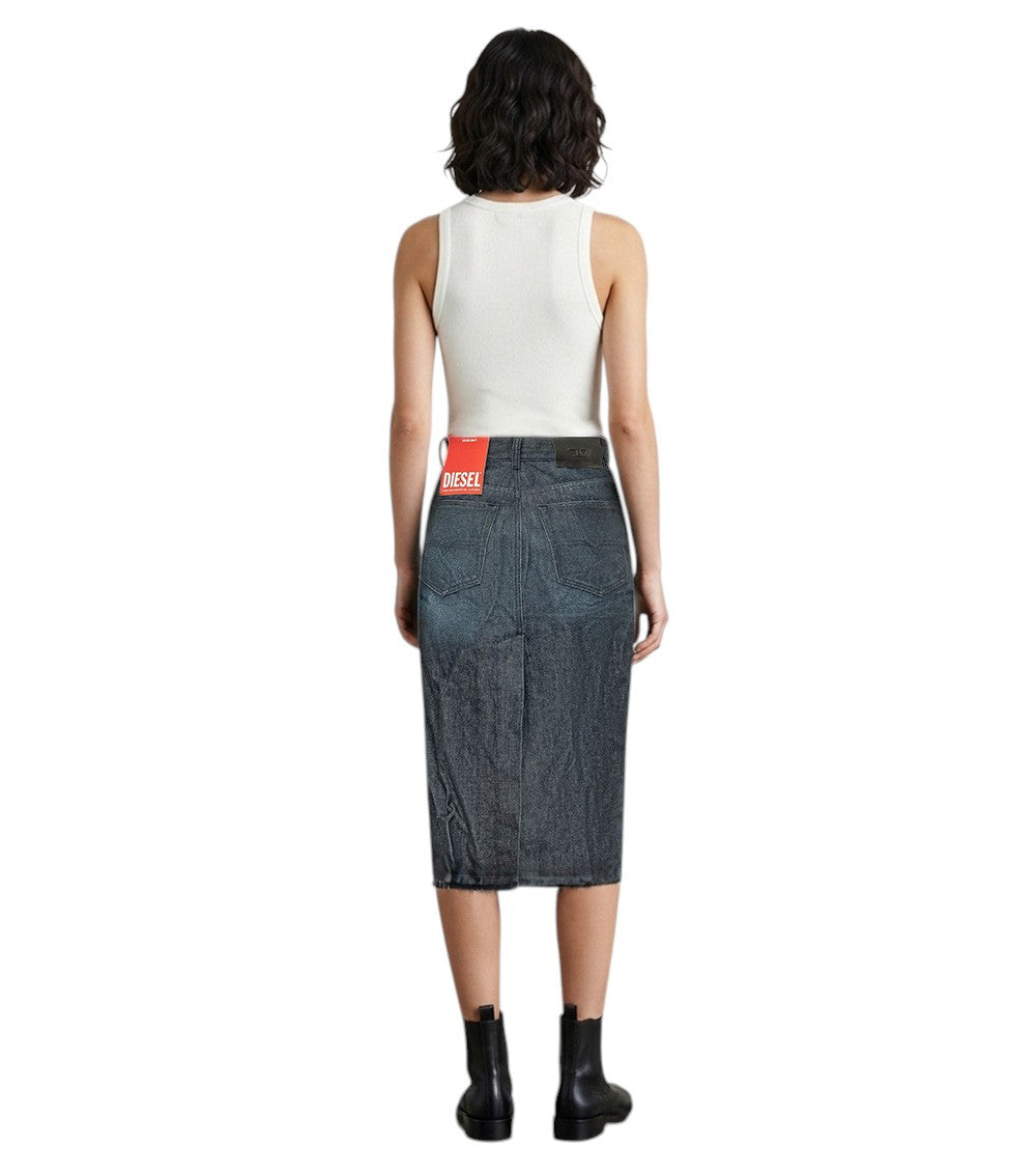 Blue Distressed Calf Length Skirt 2