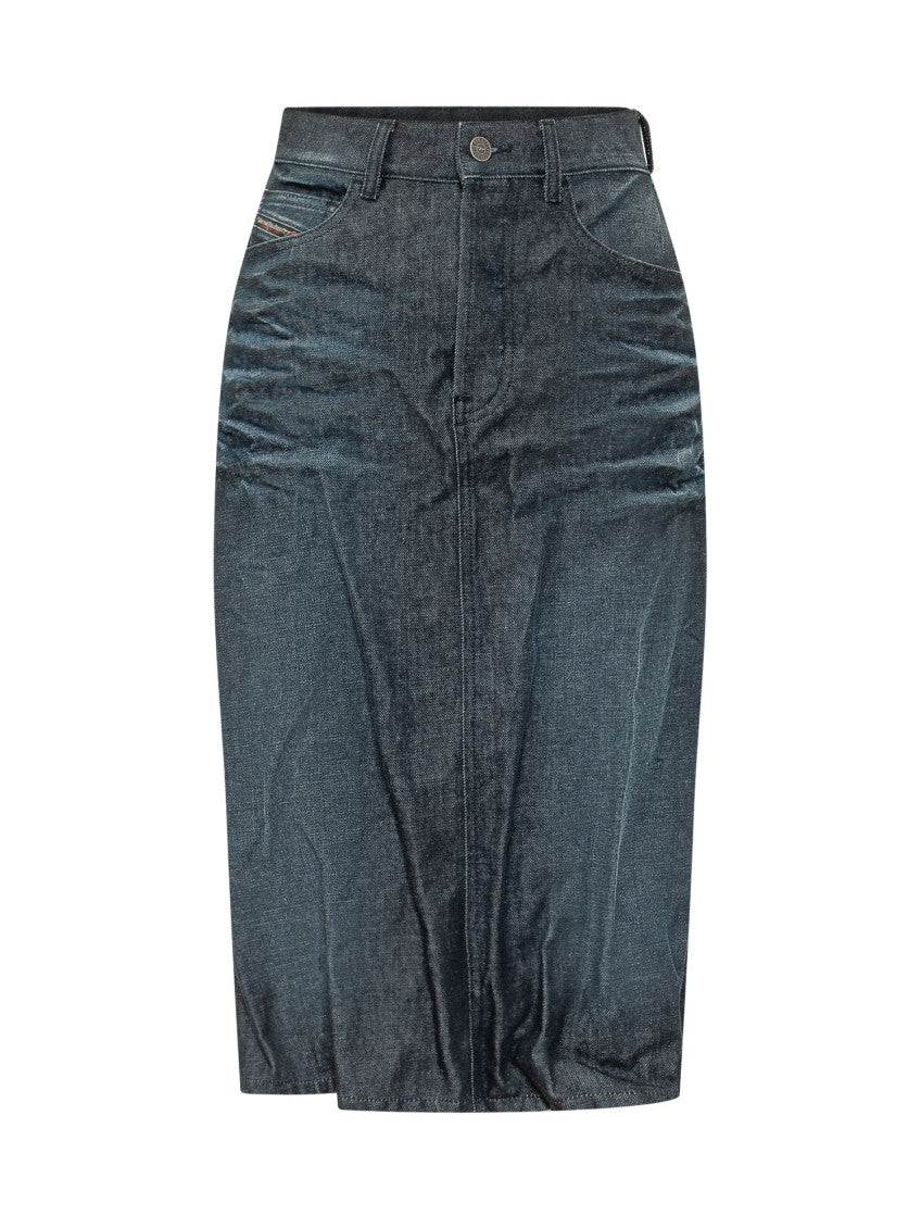 Blue Distressed Calf Length Skirt 3