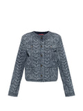 Blue Knitted Round Neck Jacket 1