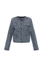 Blue Knitted Round Neck Jacket 1